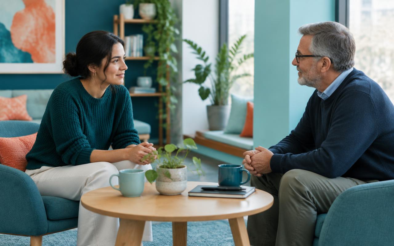 A manager and colleague having an open conversation